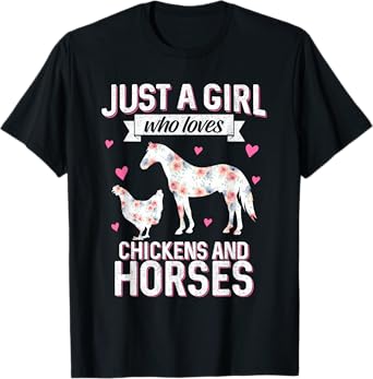 Just A Girl Who Loves Chickens Horse Lover Women Farmer T-Shirt