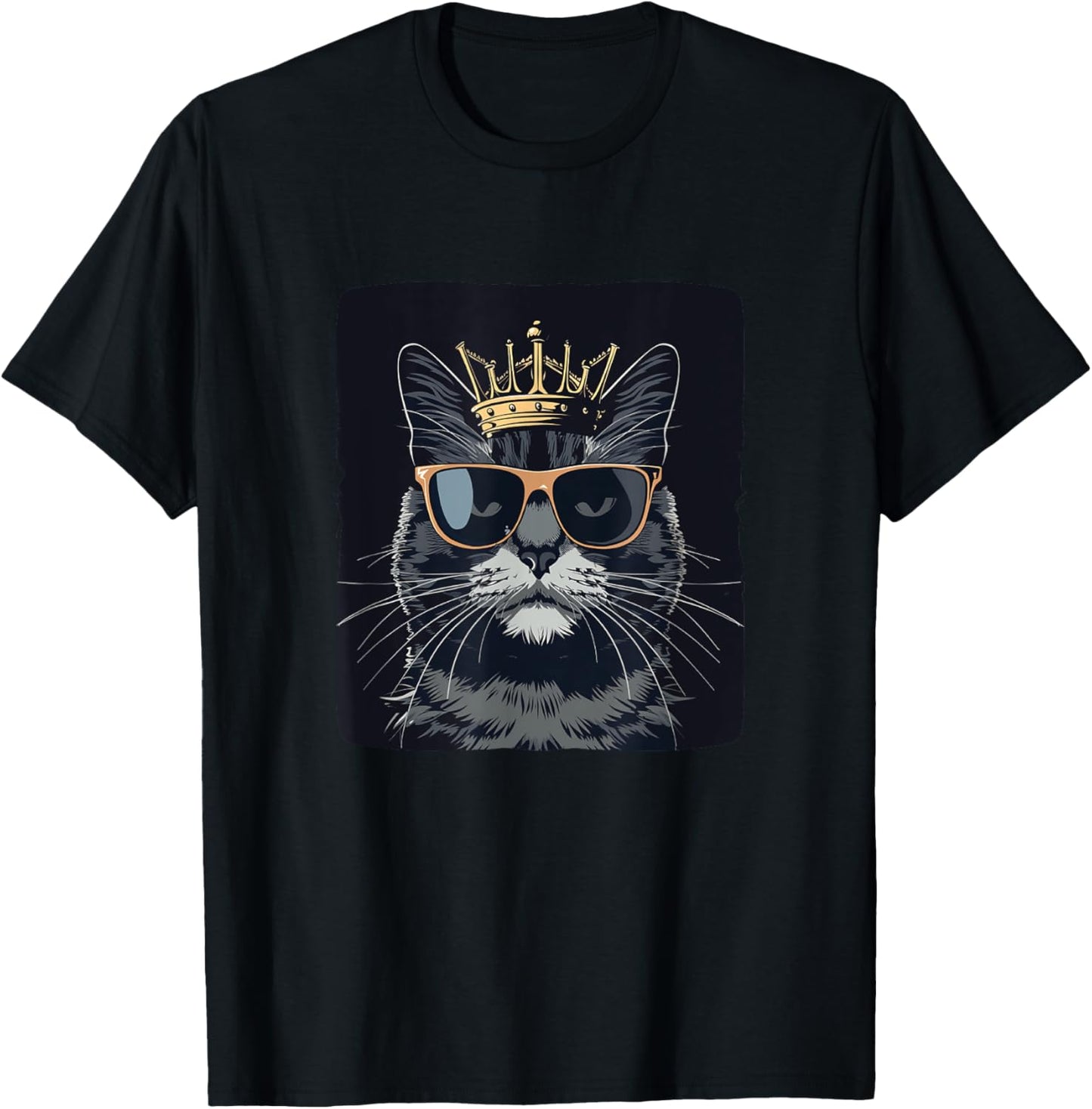 Funny Sunglasses Cat King with a Silly Crown T-Shirt