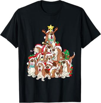 Basset Hound Shirt Dog Christmas Tree Basset Hound Lovers Men Women Kids T-Shirt
