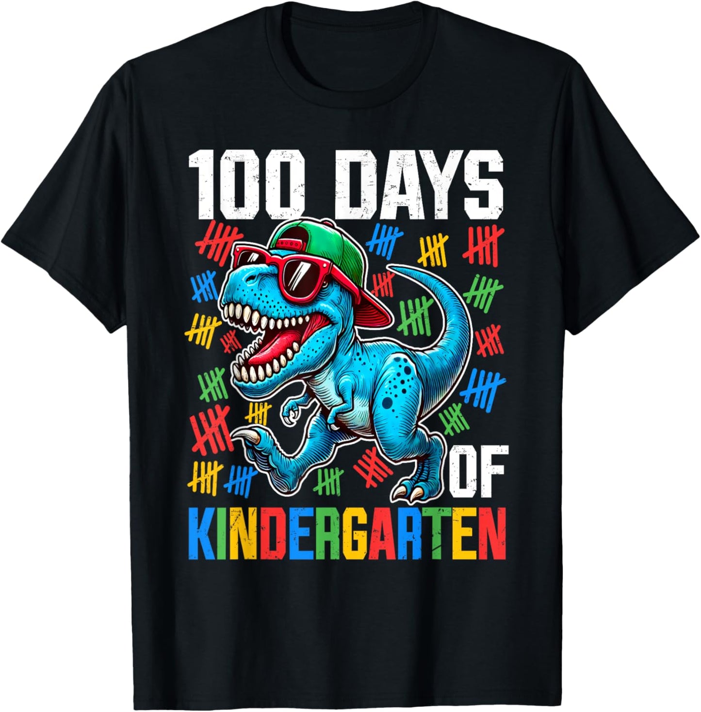 100 Days Of Kindergarten Dinosaur 100th Day Of School Boys T-Shirt