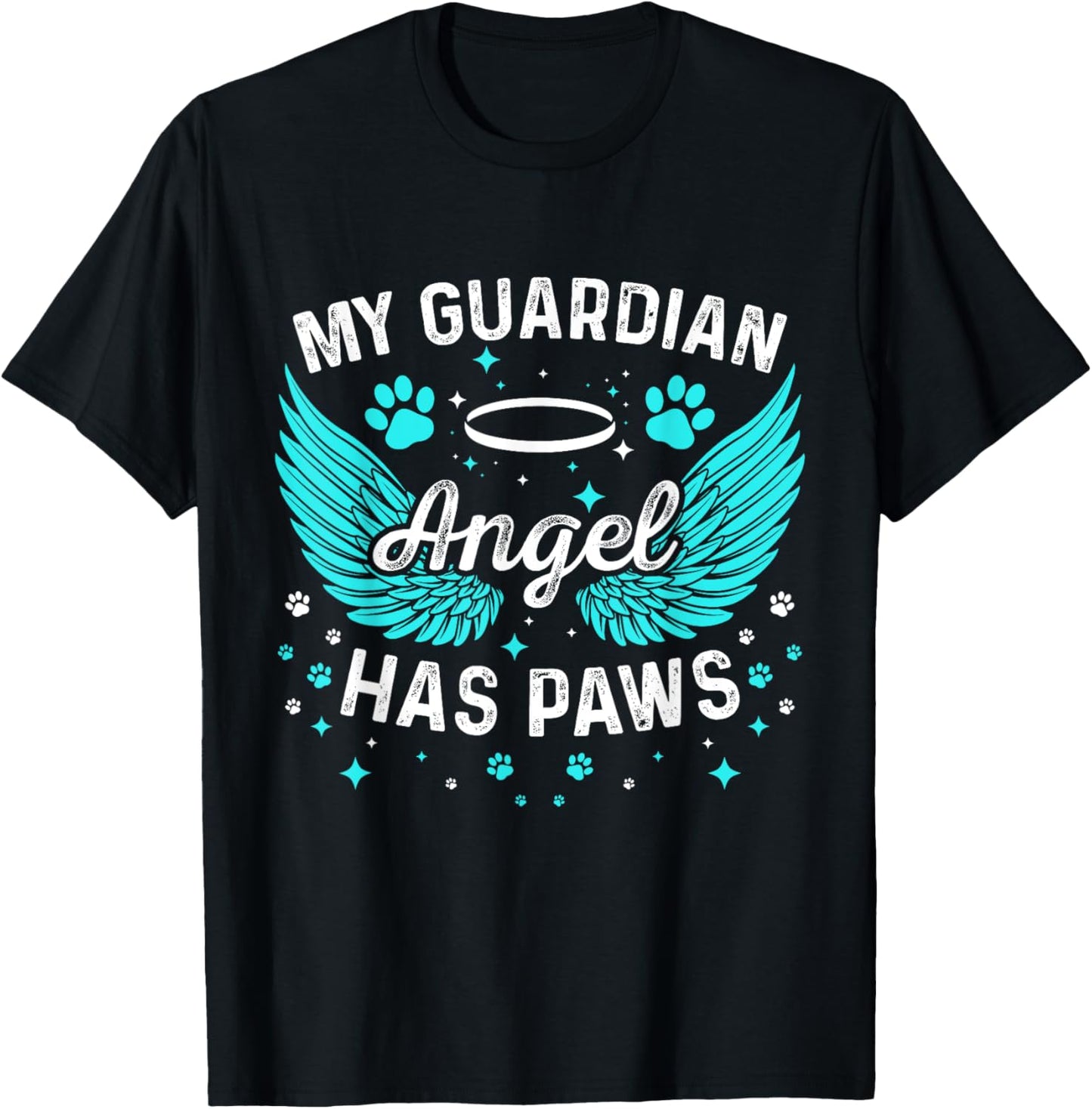 Dog Or Cat My Guardian Angel Has Paws Pet Memorial T-Shirt