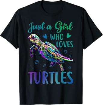 Just A Girl Who Loves Turtles Watercolor Sea Ocean Gift T-Shirt