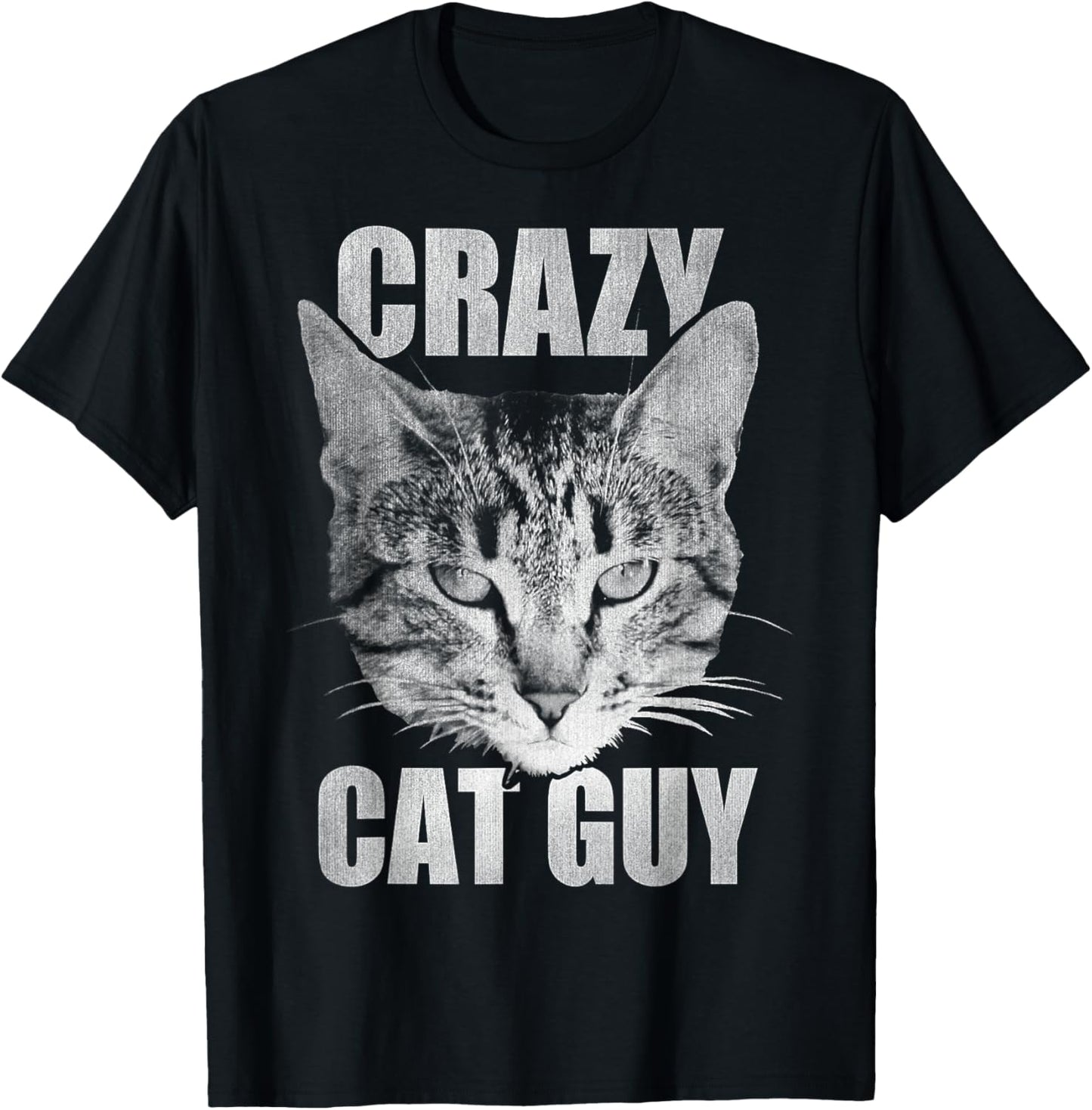 Crazy Cat Guy Grey Kitty Face Photoreal T-Shirt