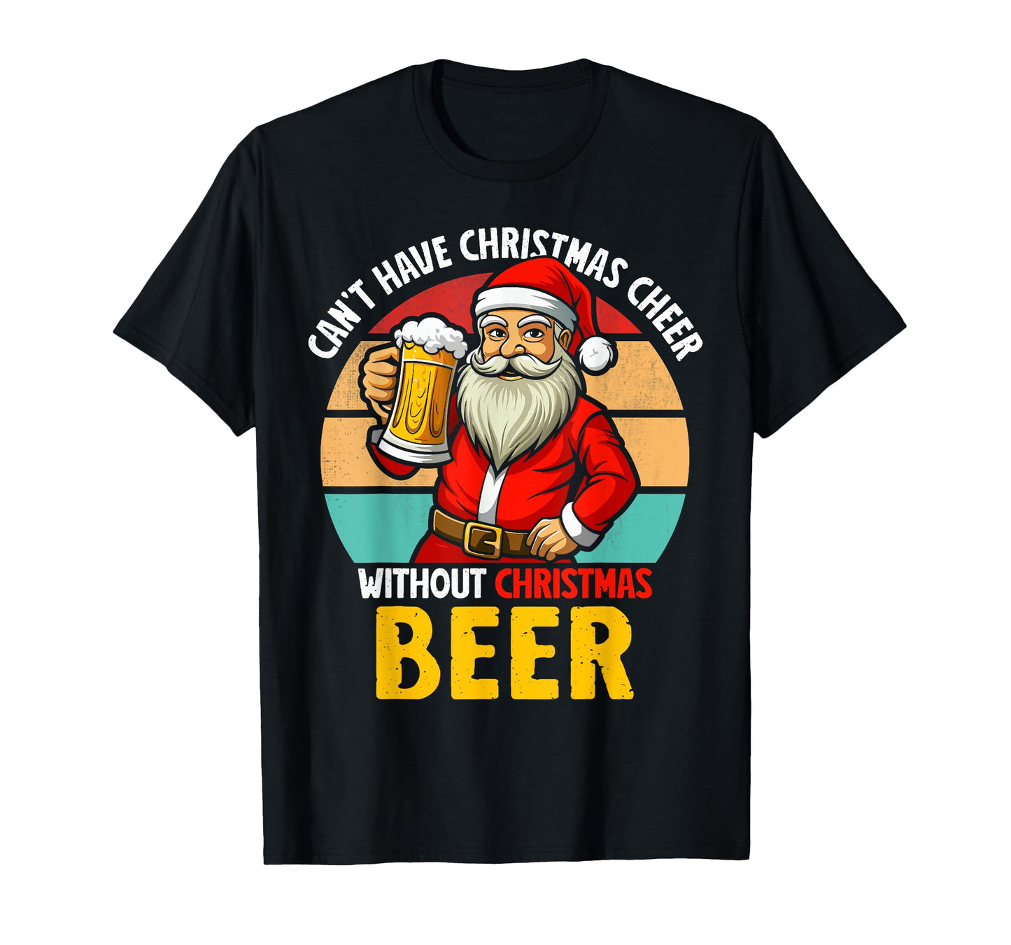 Santa Claus Christmas Beer Drinking Funny 2024 Xmas Party T-Shirt