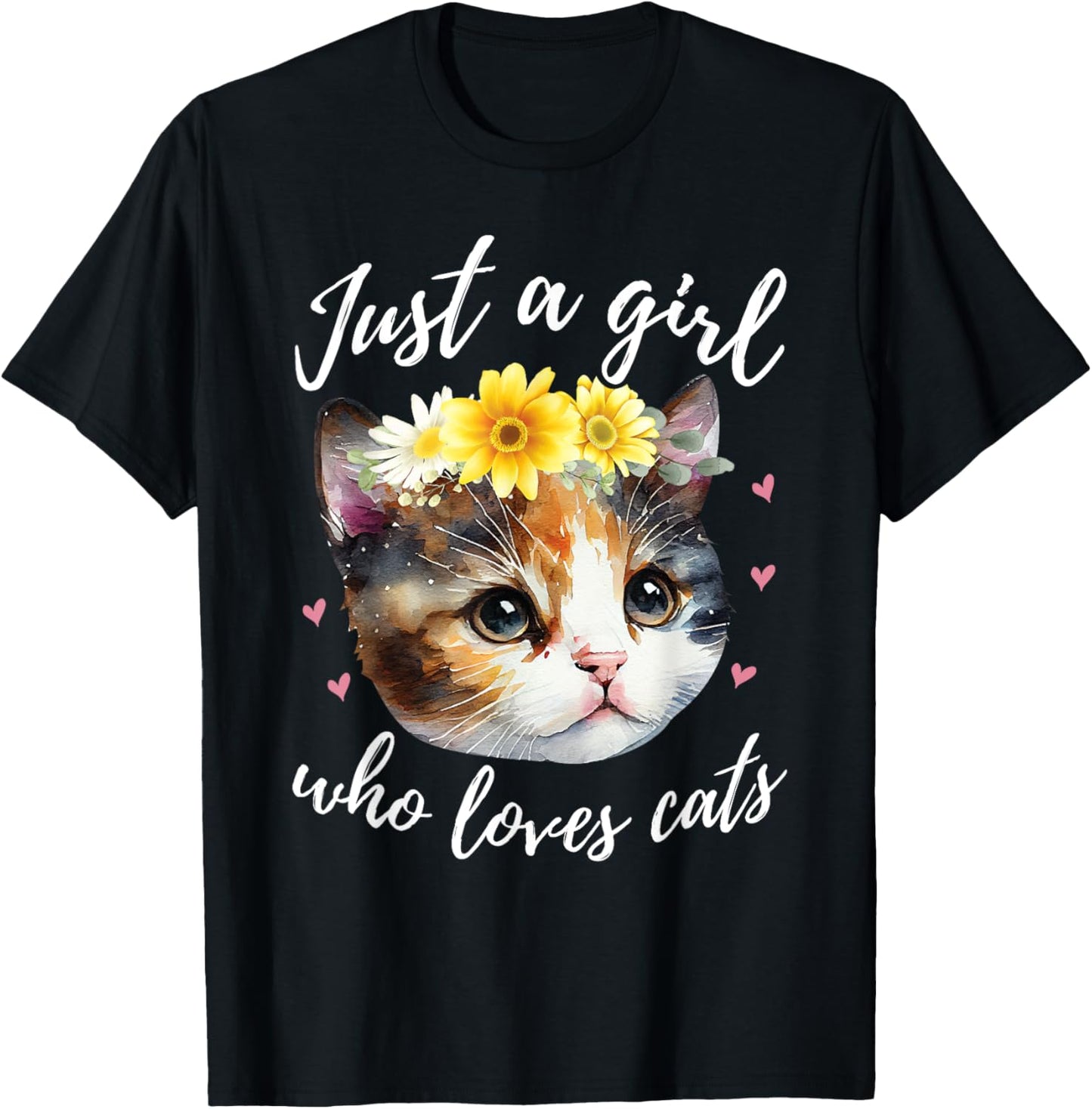 Just A Girl Who Loves Cats - Cute Calico Cat Lover T-Shirt