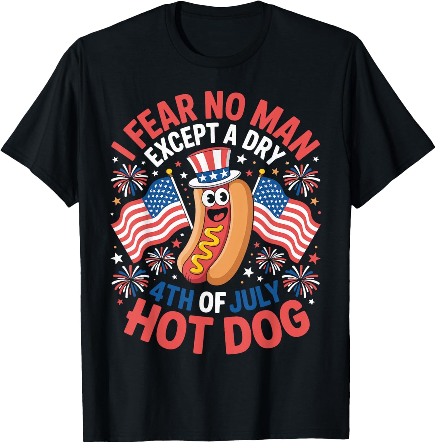 Funny 4th of July Hot Dog Patriotic BBQ Humor Tee T-Shirt