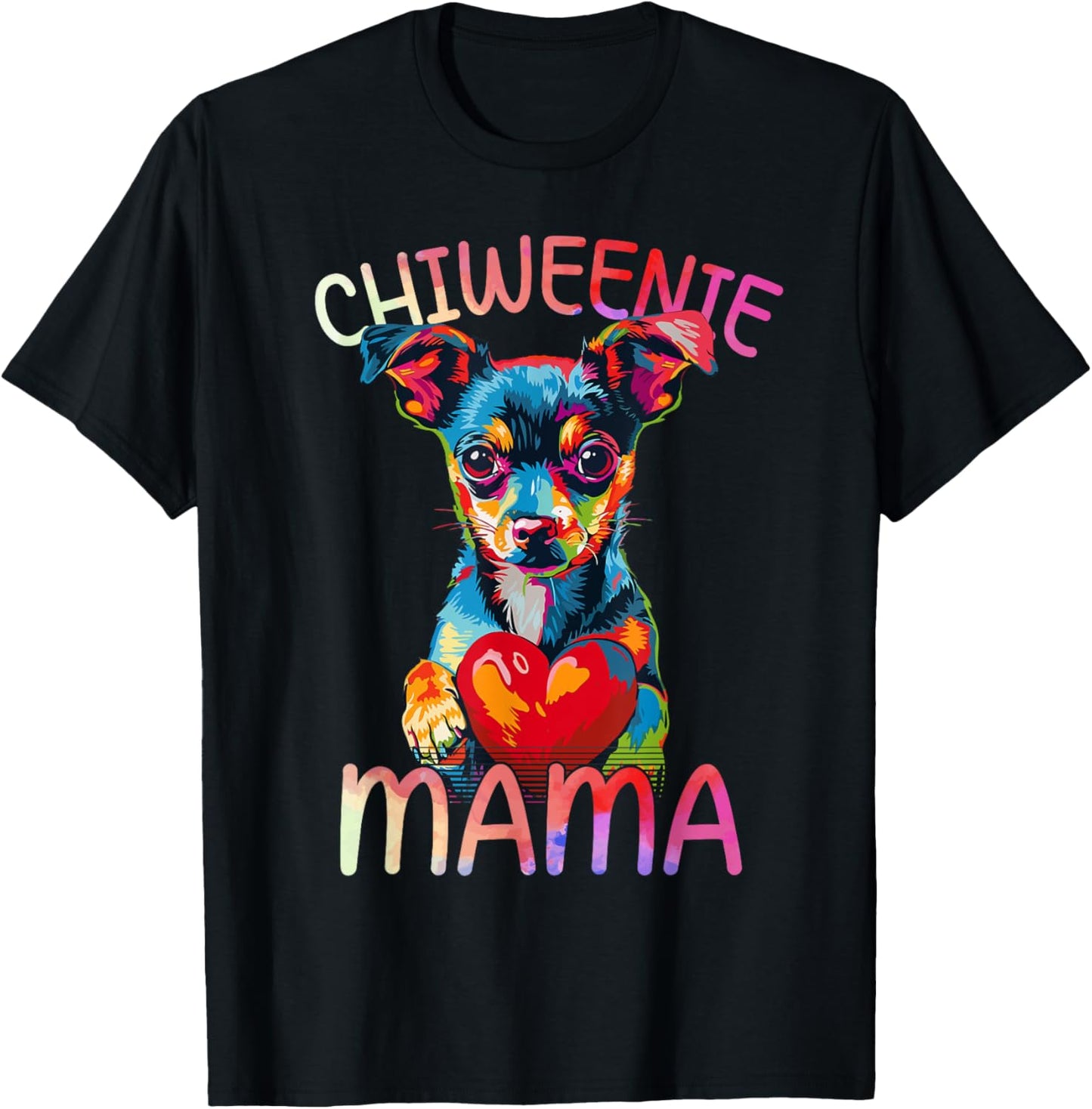 Chiweenie Lover Mama Heart Pop Art Womens Chiweenie Mom T-Shirt