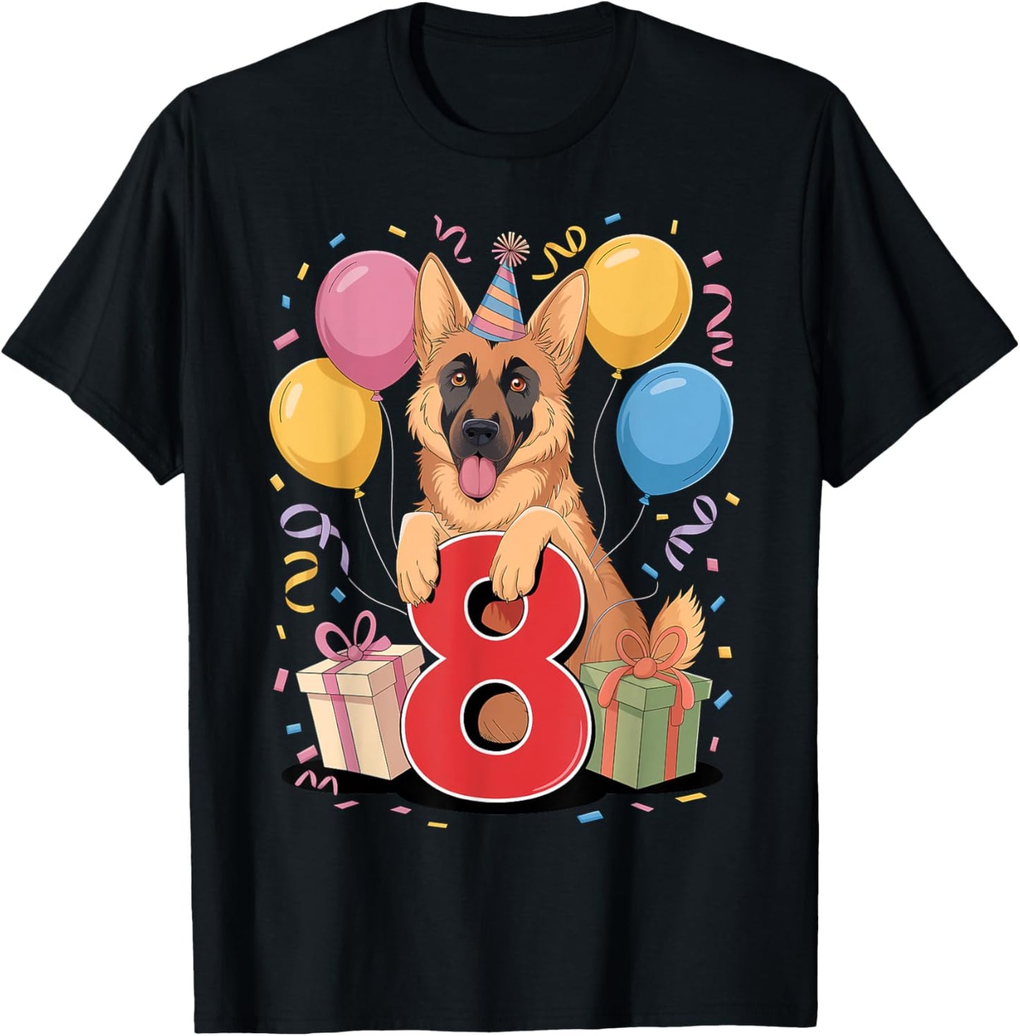 GSD dog 8th birthday boy girl 8 years eight German Shepherd T-Shirt