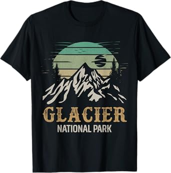 Glacier National Park Merchandise Retro Glacier Souvenirs T-Shirt