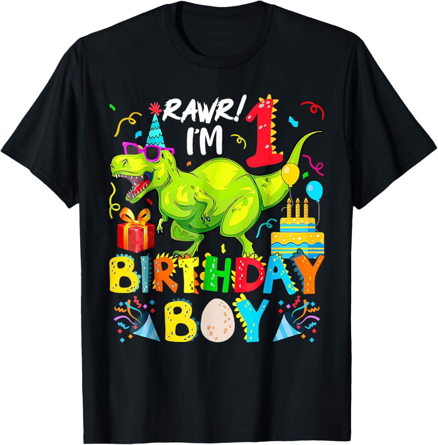 Rawr I'm 1St Birthday Boy Dinosaur T-Rex 1 Years Old T-Shirt