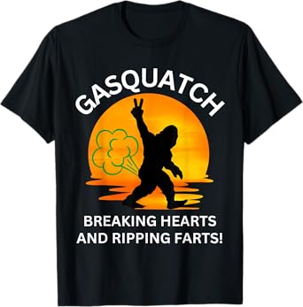 Gasquatch Breaking Hearts and Ripping Farts Sunset yeti T-Shirt