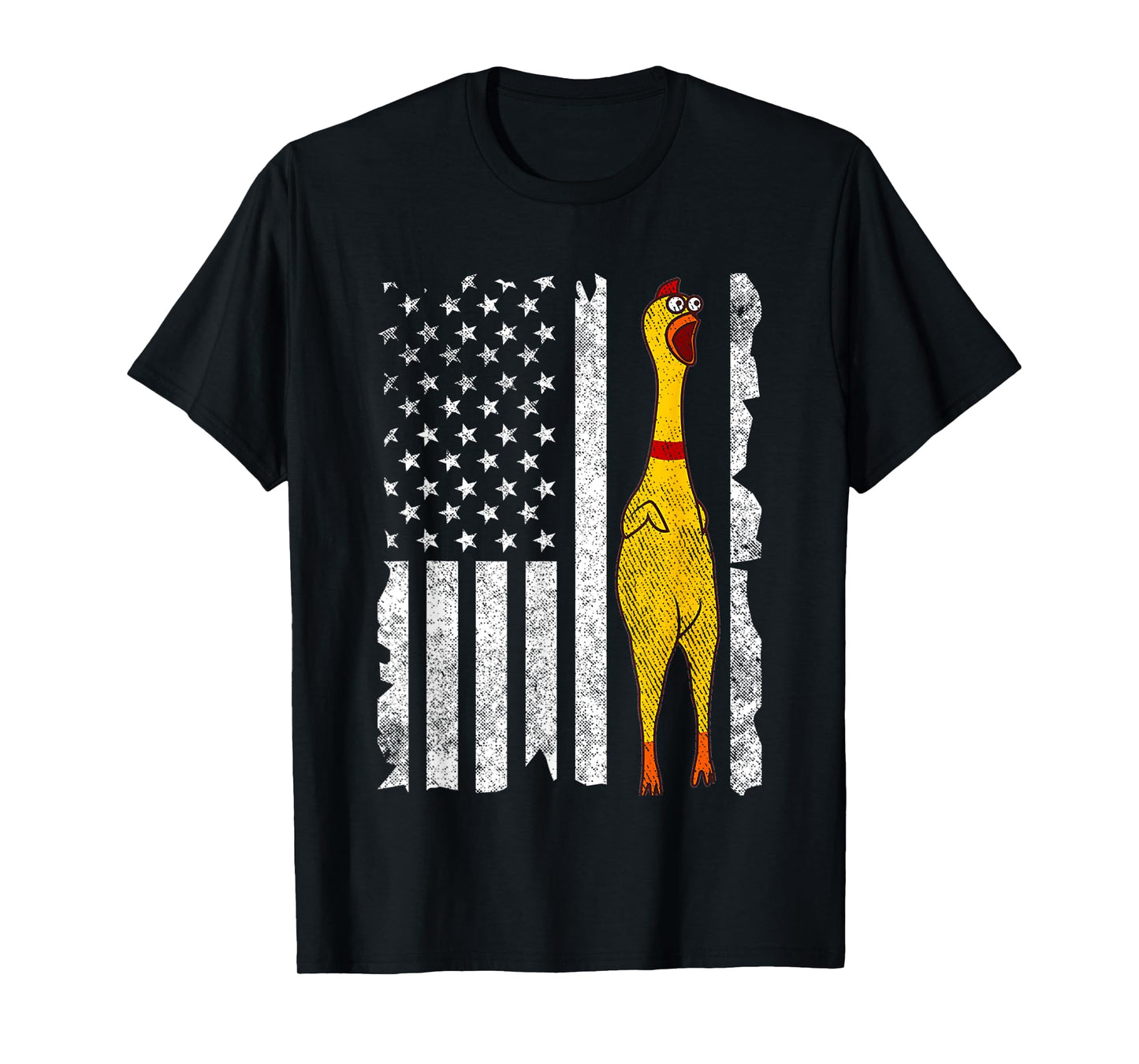 Funny Rubber Chicken Vintage American US Flag Men & Women T-Shirt