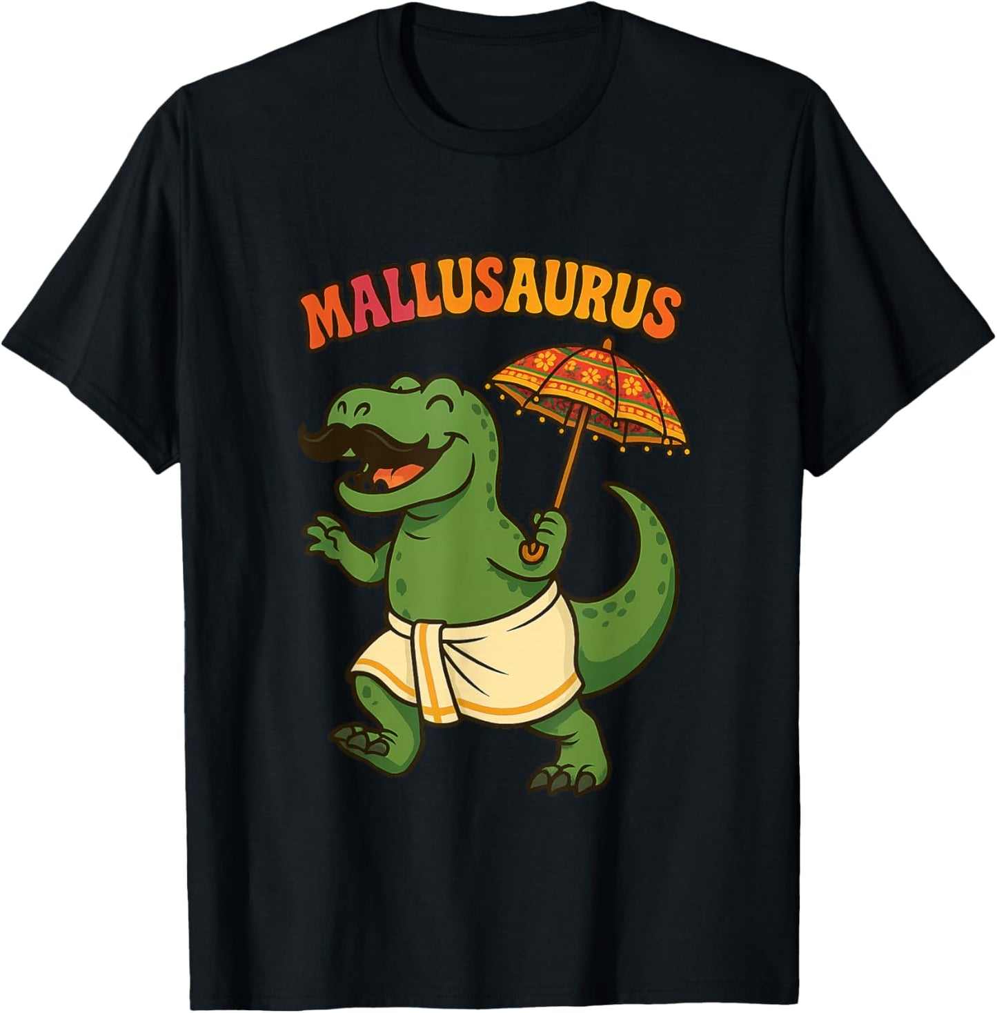 Mallusaurus Funny Dinosaur Kerala Mundu for Malayalis T-Shirt