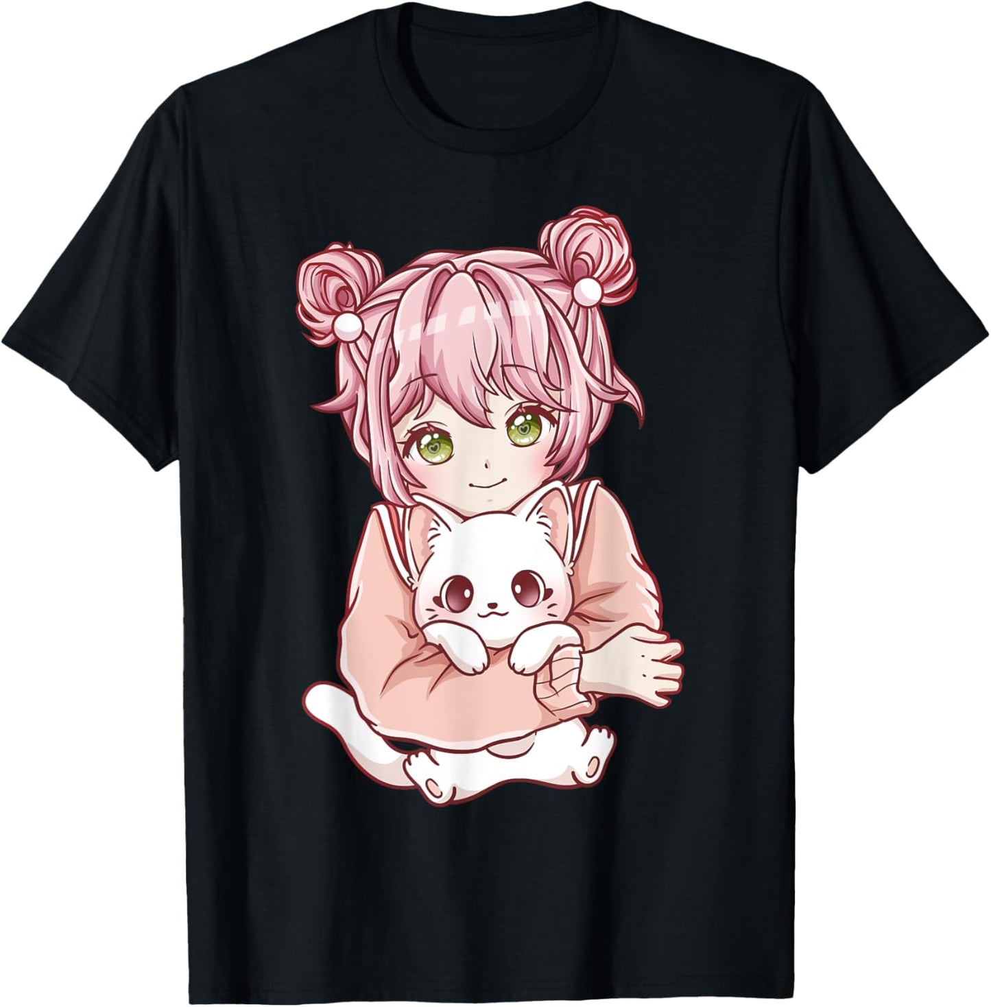 Anime Girl Cat Cats Kawaii T-Shirt
