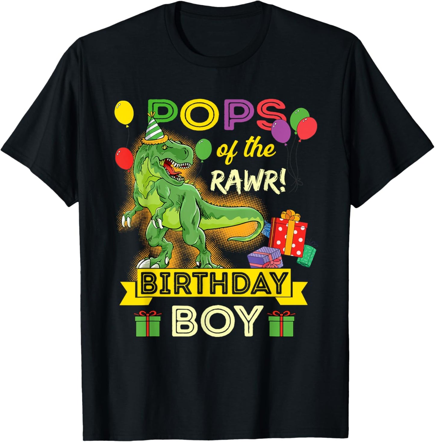 Pops of the Birthday Boy Dinosaur Celebration Graphic T-Shirt