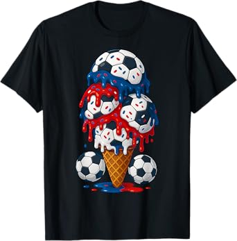 Ice Cream Drip Soccer Stuff 4th of July Boys Kids T-Shirt