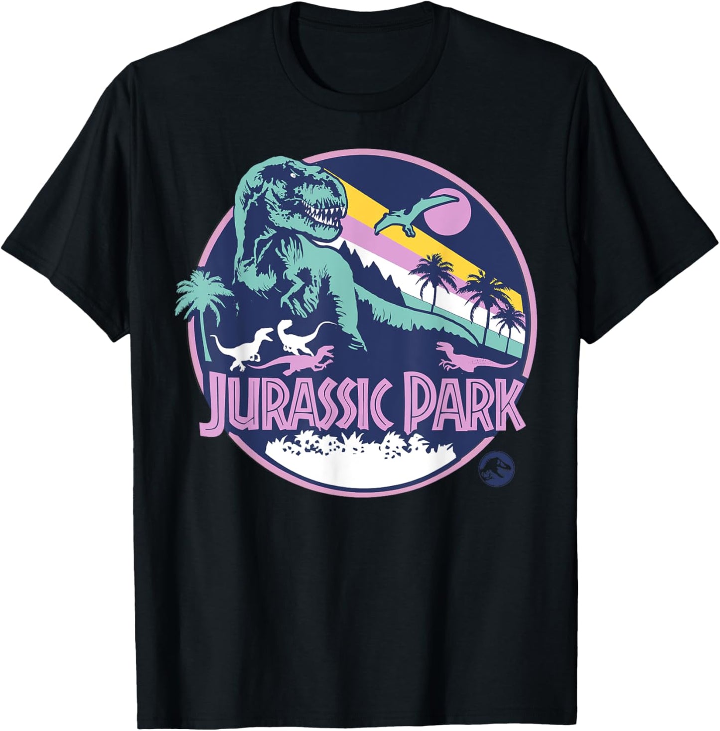 Jurassic Park Purple Retro Dinosaur Scene T-Shirt