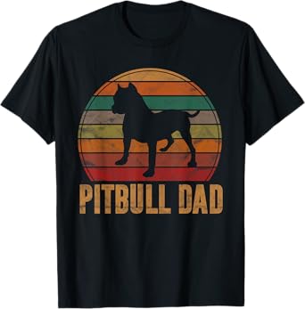Retro Pitbull Dad Gift Dog Lover Pet Daddy Pit bull Father Men Women Girls Kids T-Shirt