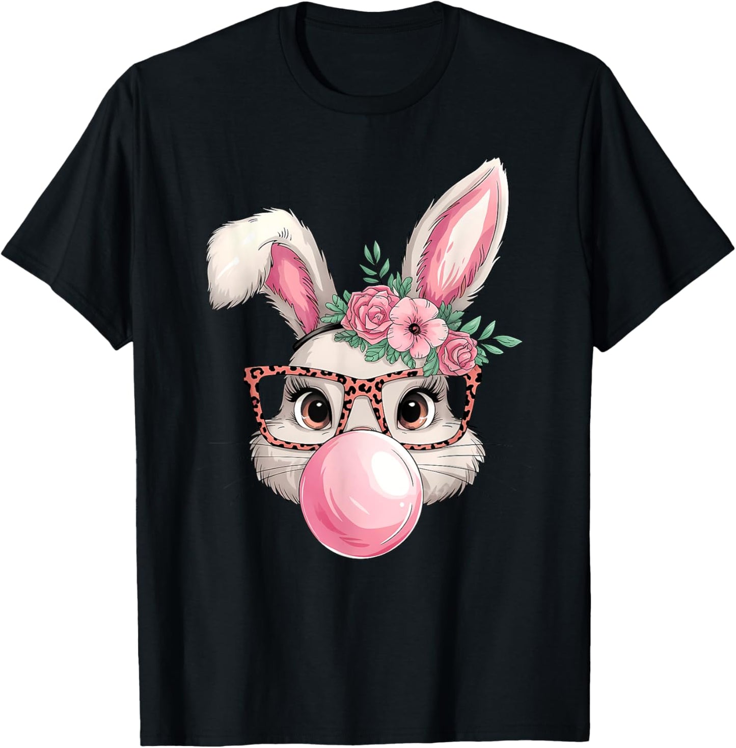 Rabbit Bunny Blowing Bubble Easter Day Cute Women Girls T-Shirt
