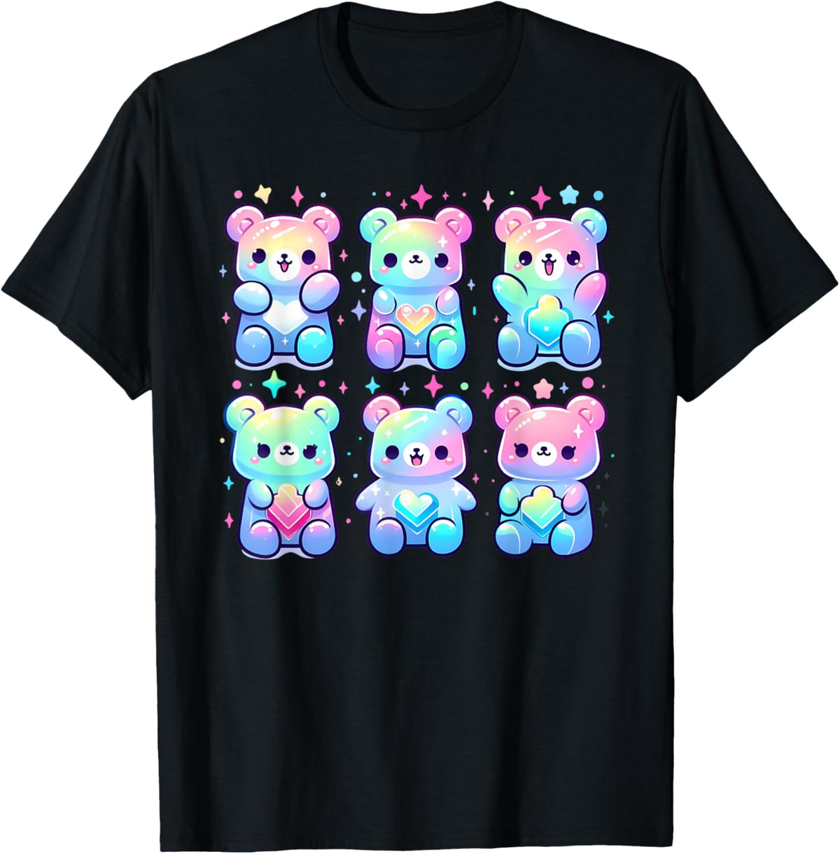 Cute Rainbow Gummy Bear Kawaii Aesthetic Teens Boys Girls T-Shirt