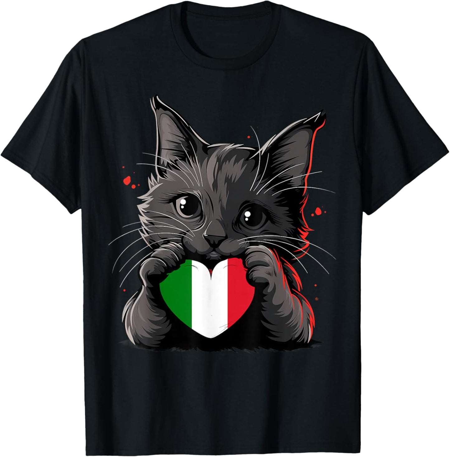Italy Cat Heart Italian Flag Italian Roots Italian Pride T-Shirt