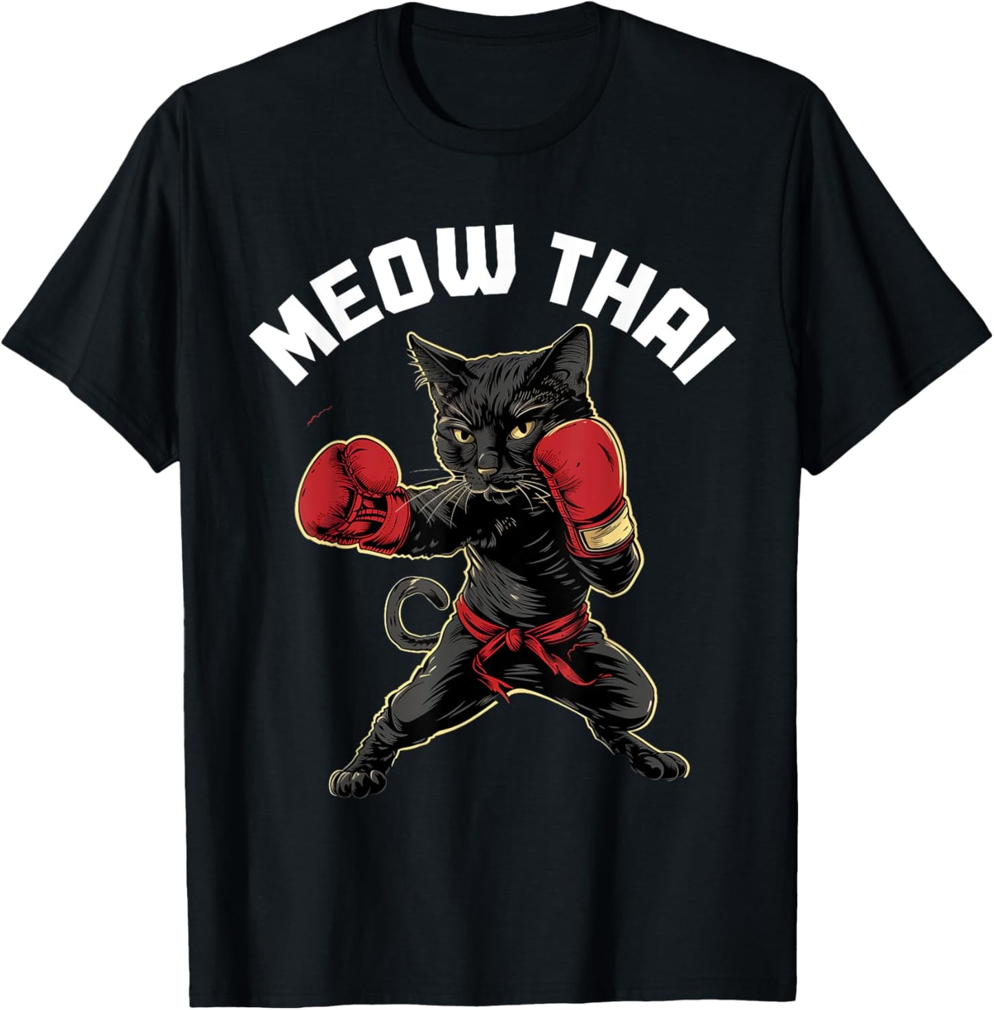 Meow Thai Funny Muay Thai Boxing Cat Martial Arts MMA Boxer T-Shirt