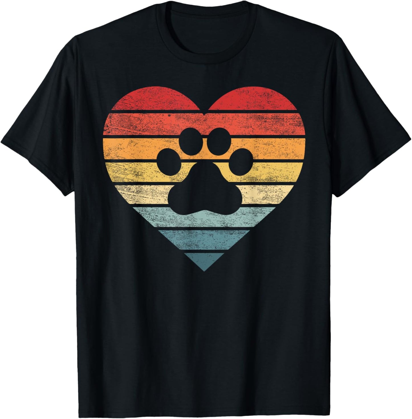 Veterinarian Vet Tech Retro Sunset Paw Print Dog Cat Lover T-Shirt