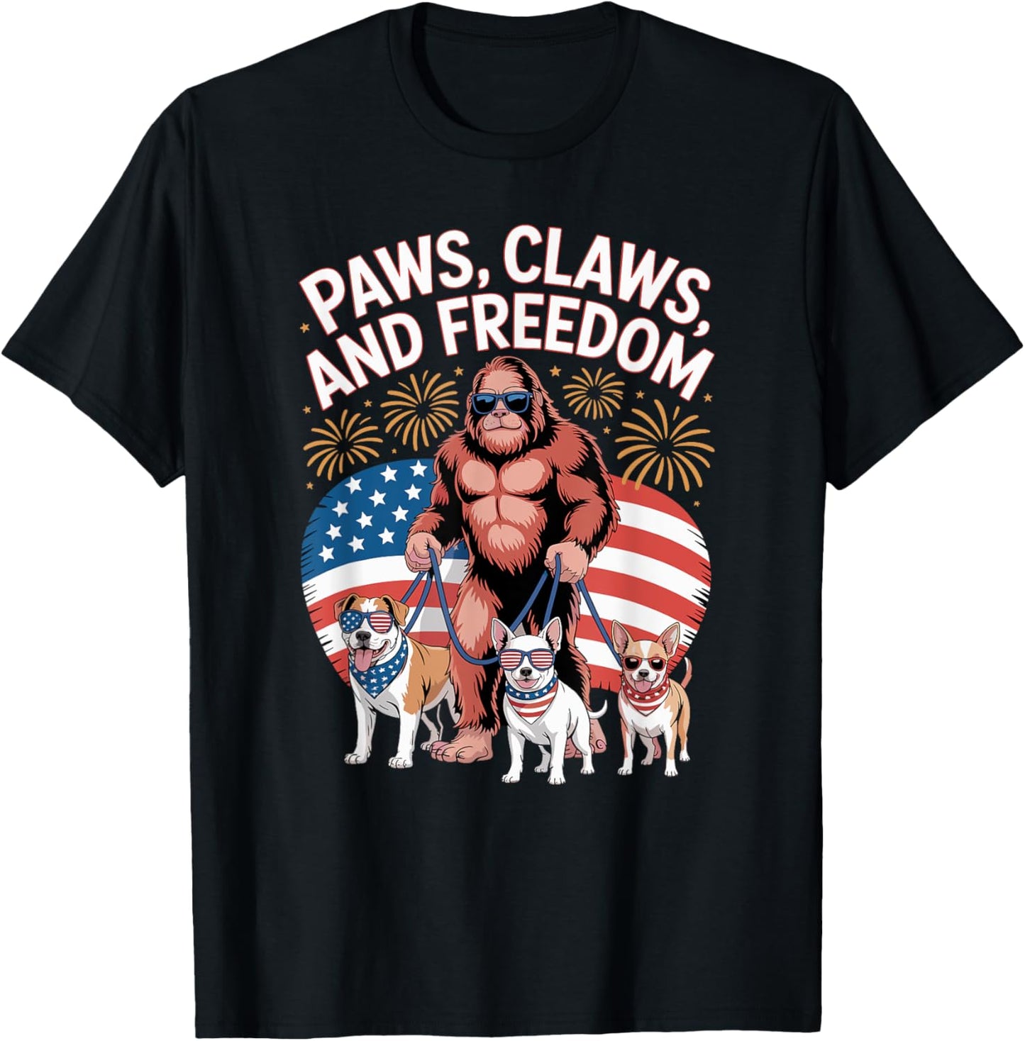 Funny 4th of July Bigfoot Dog T-Shirt