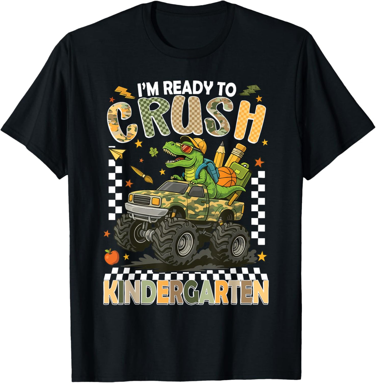I'm Ready To Crush Kindergarten Monster Truck Dinosaur Boys T-Shirt