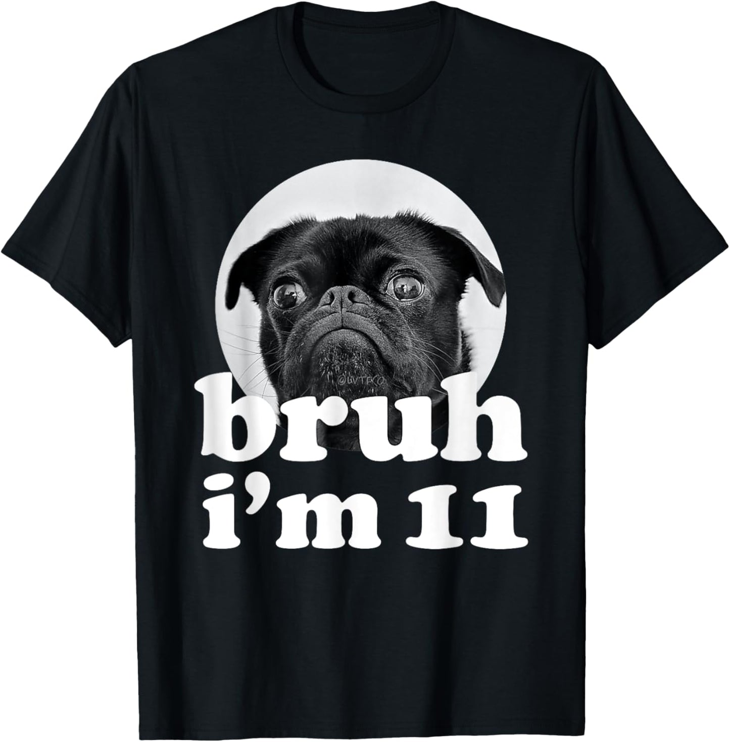 Bruh I'm 11 Year Old Pug Dog 11th Birthday Boys T-Shirt