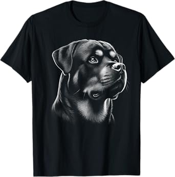 Proud Rottweiler Head in Realistic Drawing Style T-Shirt