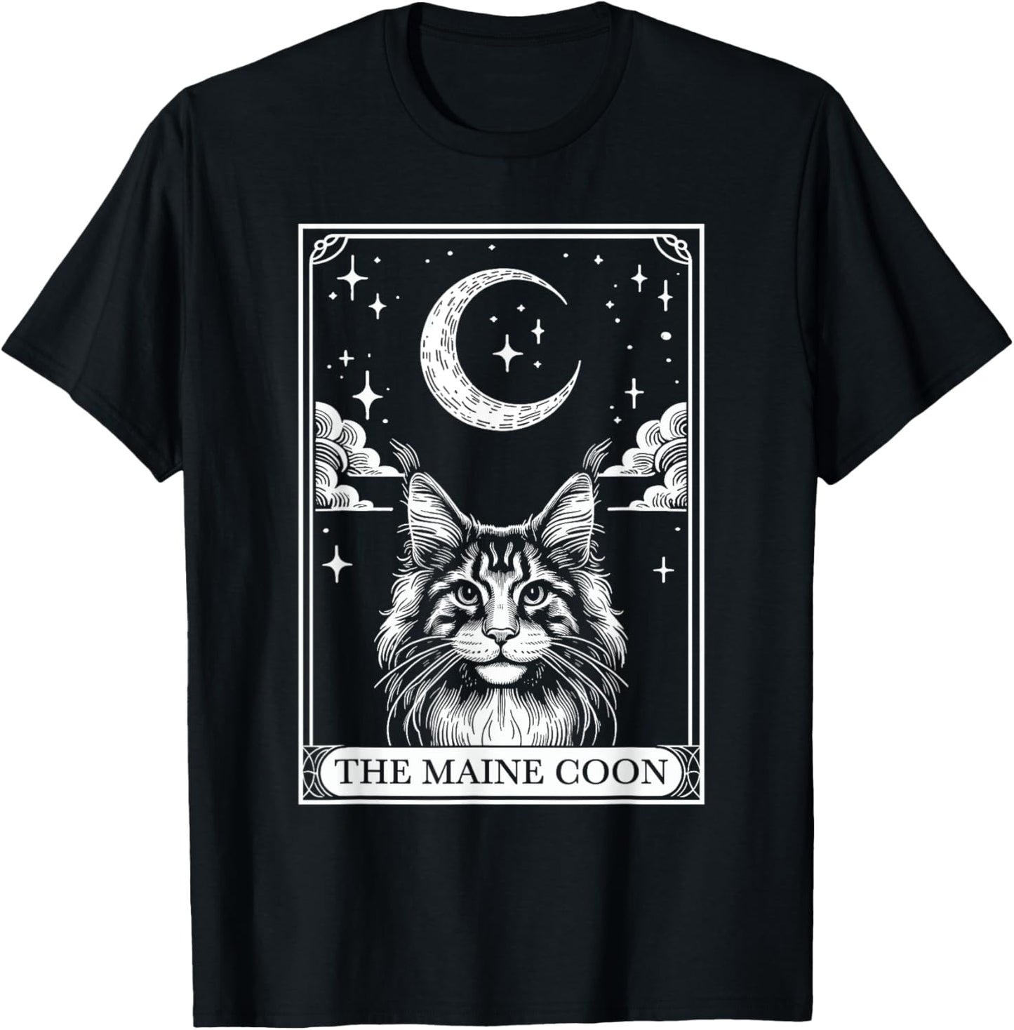 Tarot Card Vintage Crescent Moon MaineCoon Cat Mom Cat Lover T-Shirt