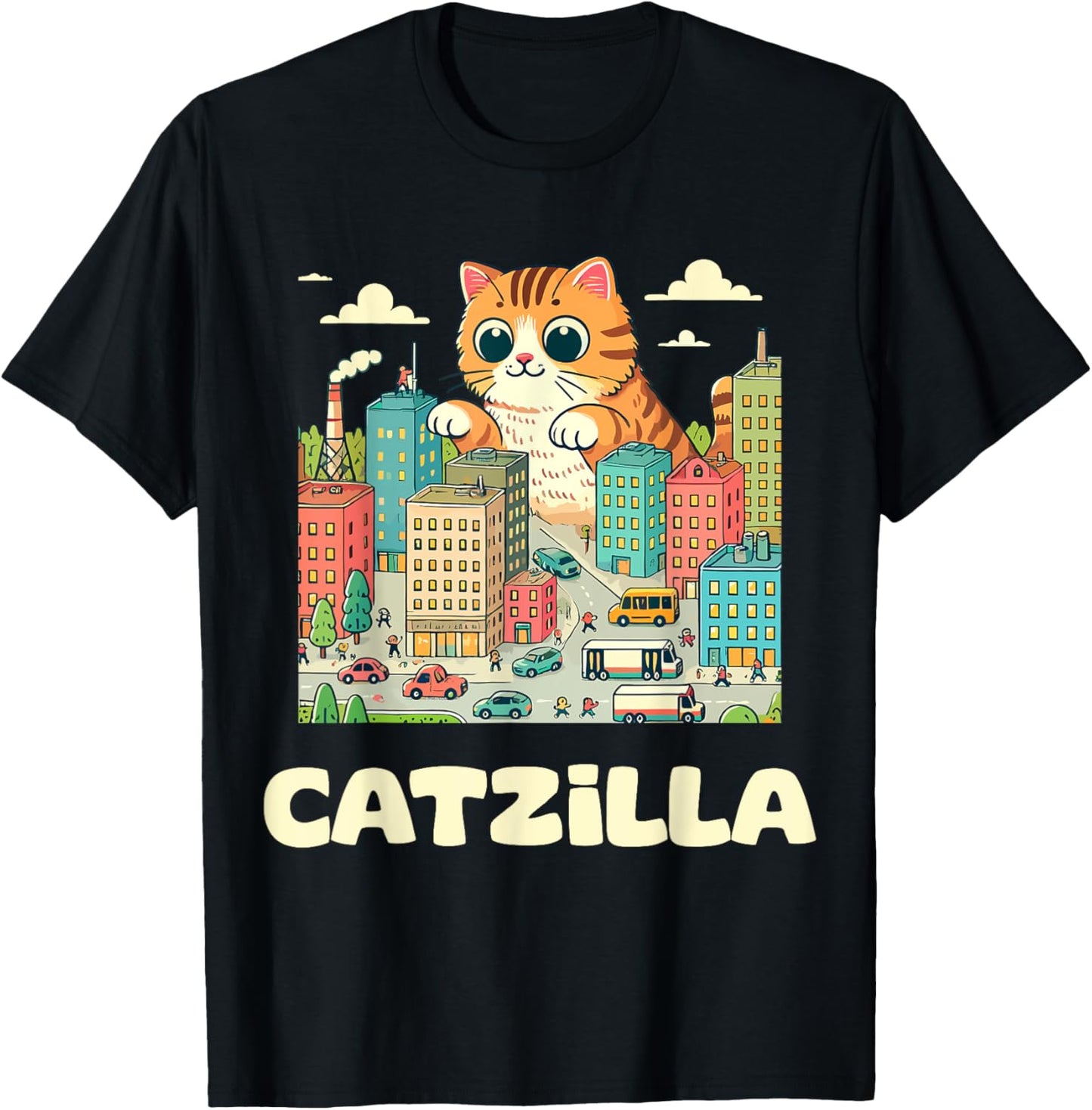 Catzilla Cat Art Funny Cat Gifts T-Shirt