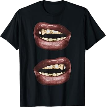 Grillz Jewelry Grills Fashion Mouth Nails Y2KK Lips T-Shirt