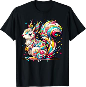 Hobicore Aesthetic Squirrel Lover Shirt Colorful Squirrel T-Shirt