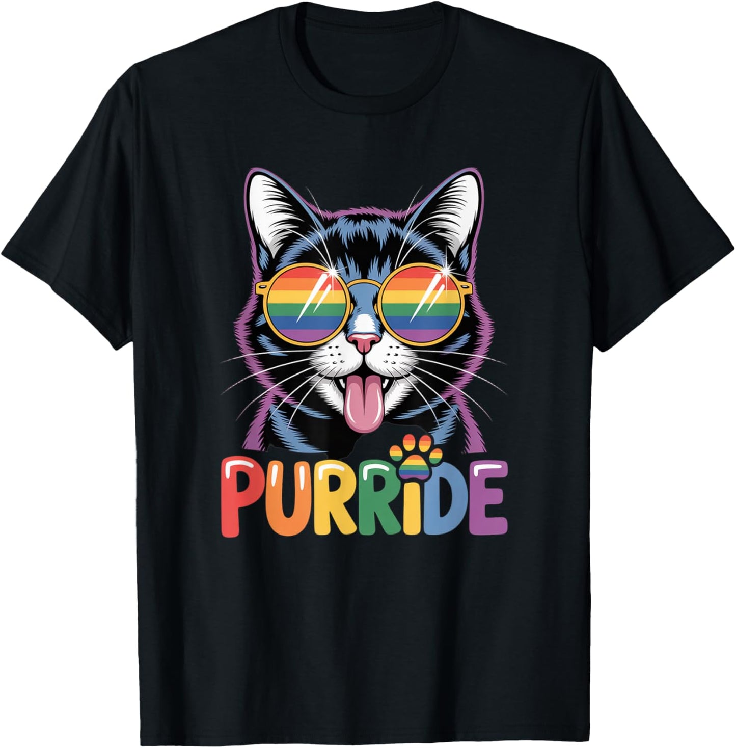 Gay Pride Ally Cat Funny LGBTQ Rainbow Purride Men Women Kid T-Shirt