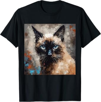 Siamese Cat Kitten Painting Cat Lover Funny Siamois Kitty T-Shirt