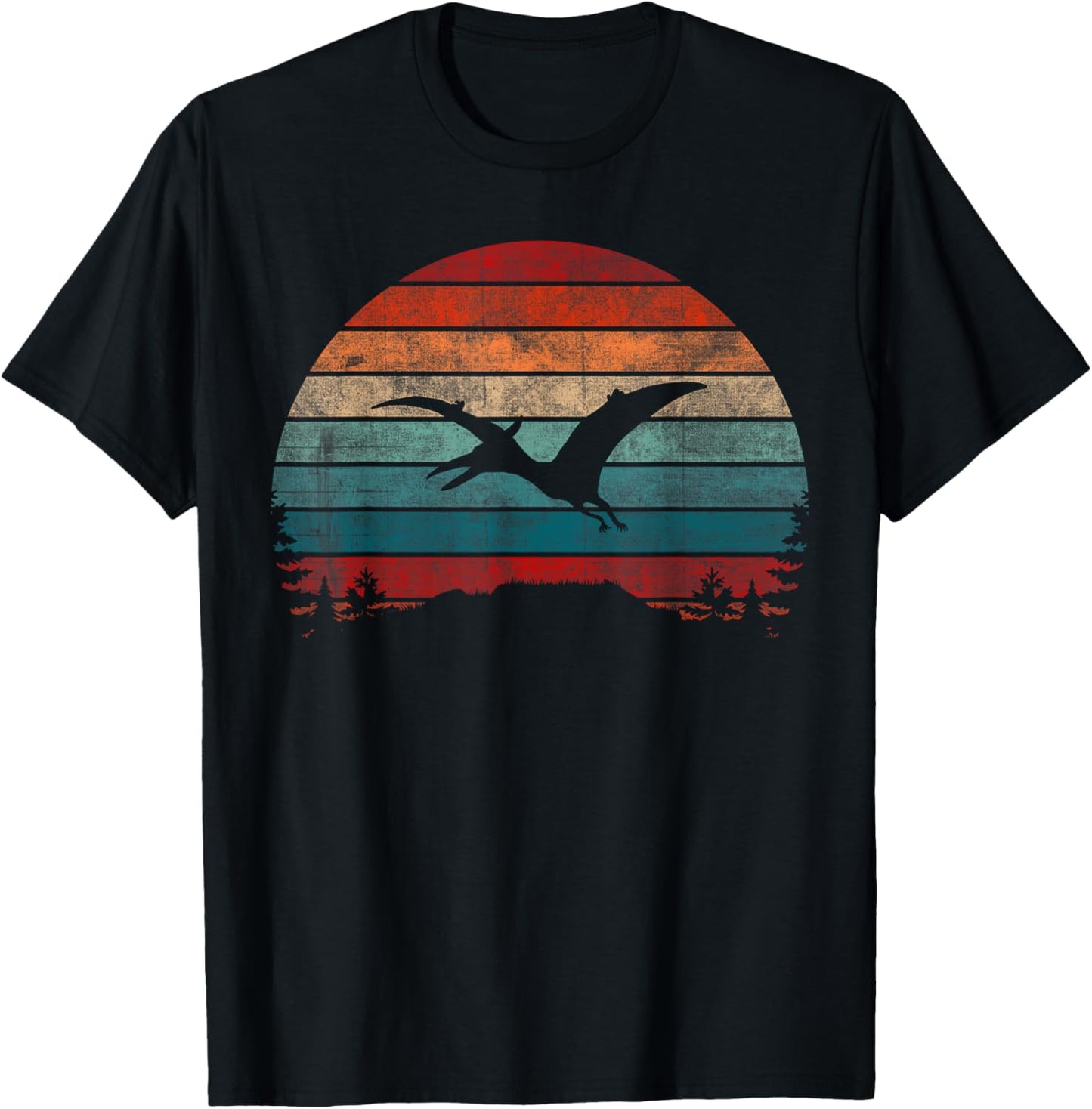 Retro Sunset Jurassic Pteranodon Dinosaur T-Shirt