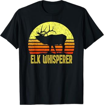 American Elk Hunter Dad Vintage Retro Sun Bow Hunting Gift T-Shirt