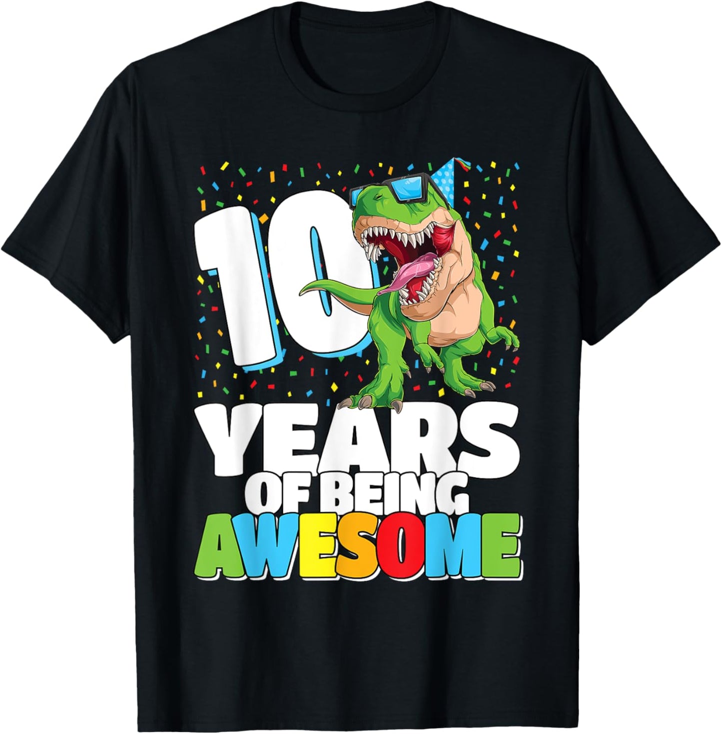 10 Years Awesome T Rex Dinosaur 10th Birthday Boys Kids Dino T-Shirt