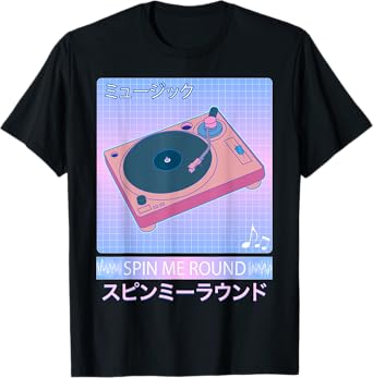 Vaporwave Record Player Retro 80s Japanese Otaku Art T-Shirt