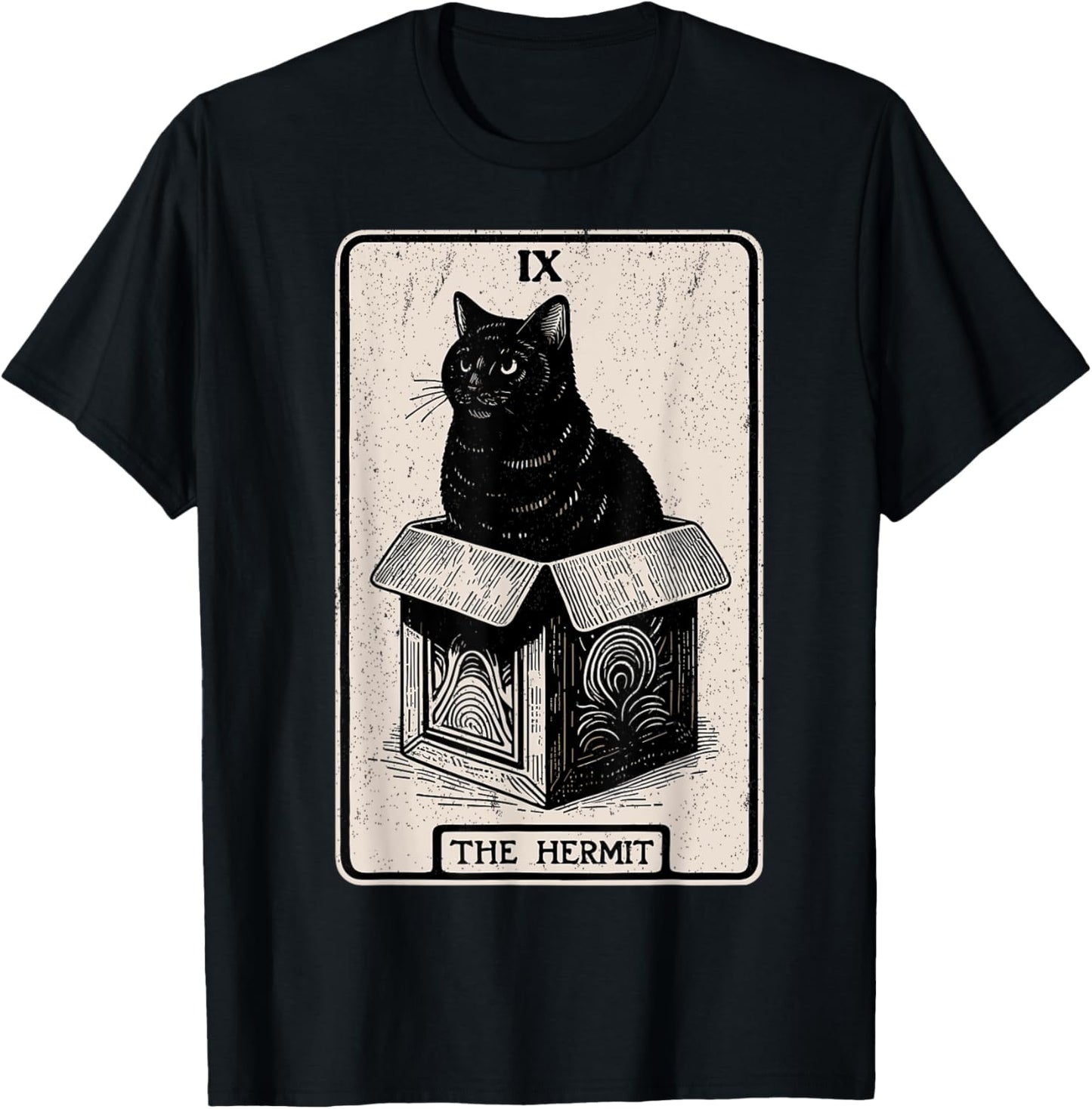 The Hermit Tarot Card Mystic Cat In Box Funny Cat T-Shirt