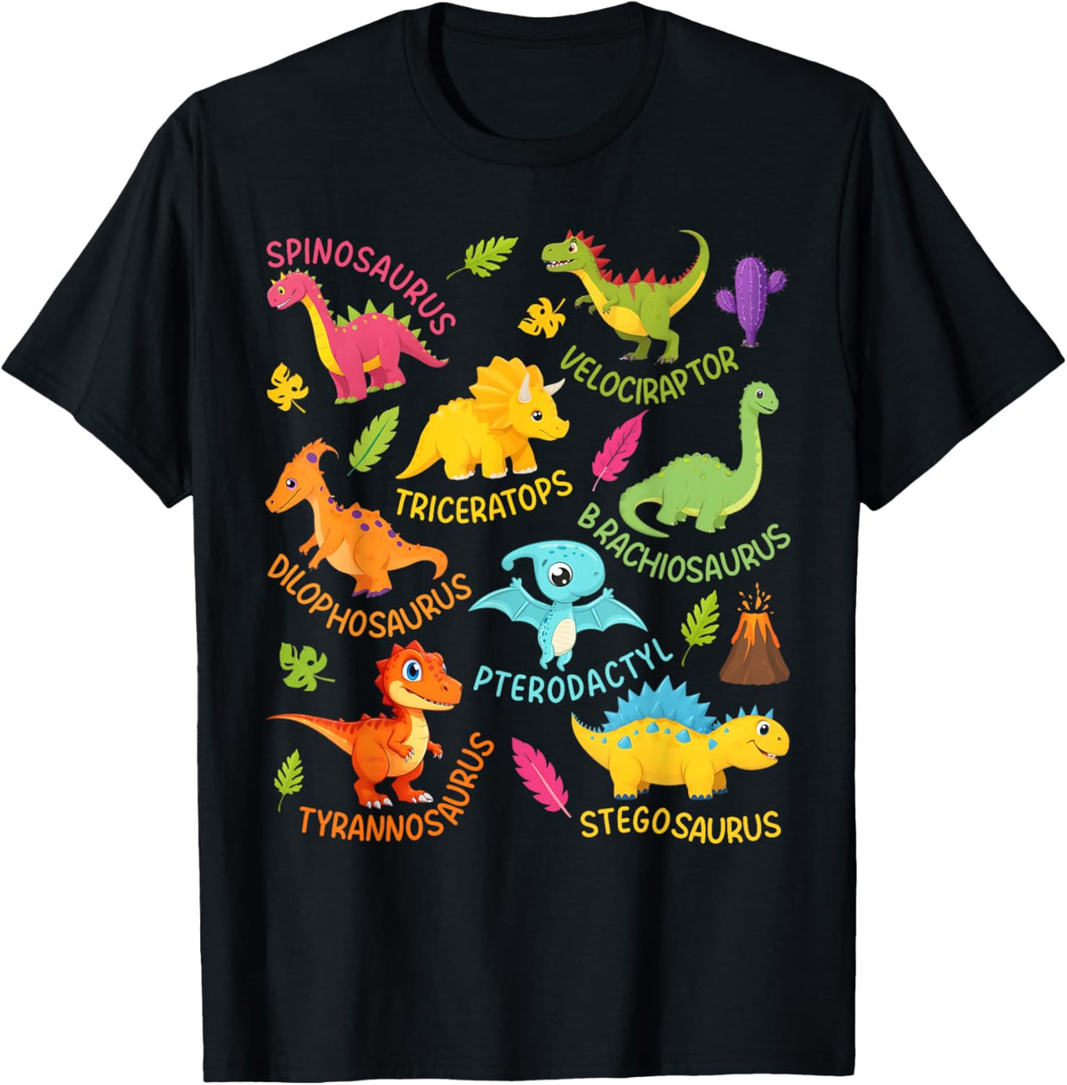 Types Of Dinosaurs Cute Dinosaur Outfit Boys Girls Kids T-Shirt