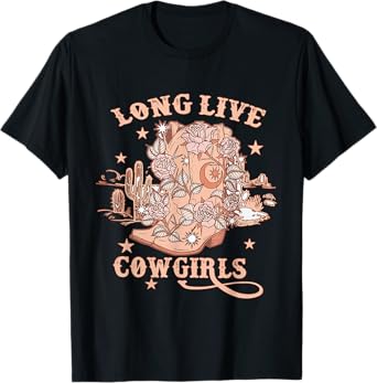 Long Funny Live Country Gifts Southern For Cowgirls Black T-Shirt