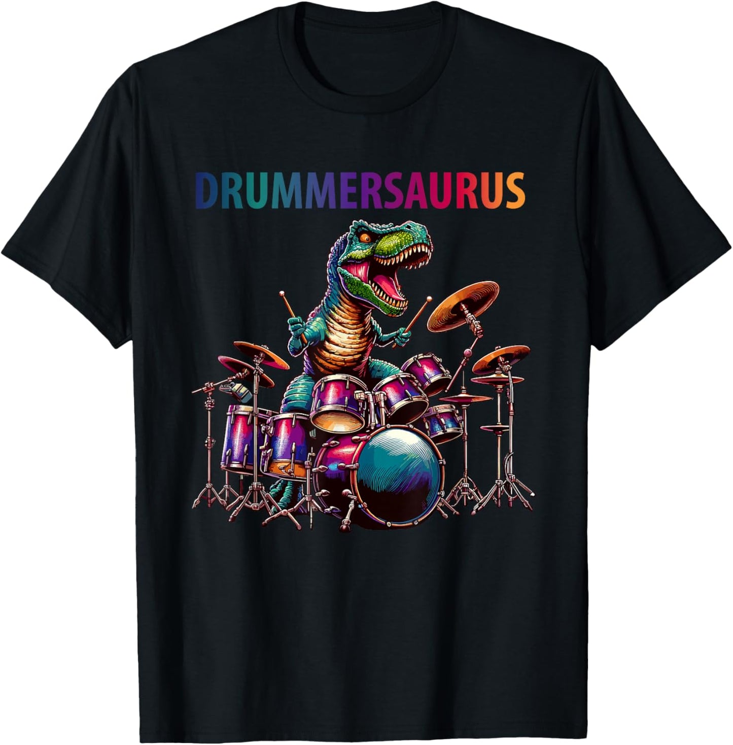 Drums Player Graphic Pun Funny Cool Drummer Tees Dinosaur T-Rex Drummer Band Drumming Drums Boys Youth Kids T-Shirt