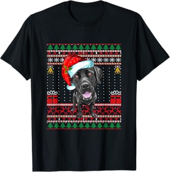 Black Lab Labrador Christmas Dog Owner Ugly Sweater Funny T-Shirt