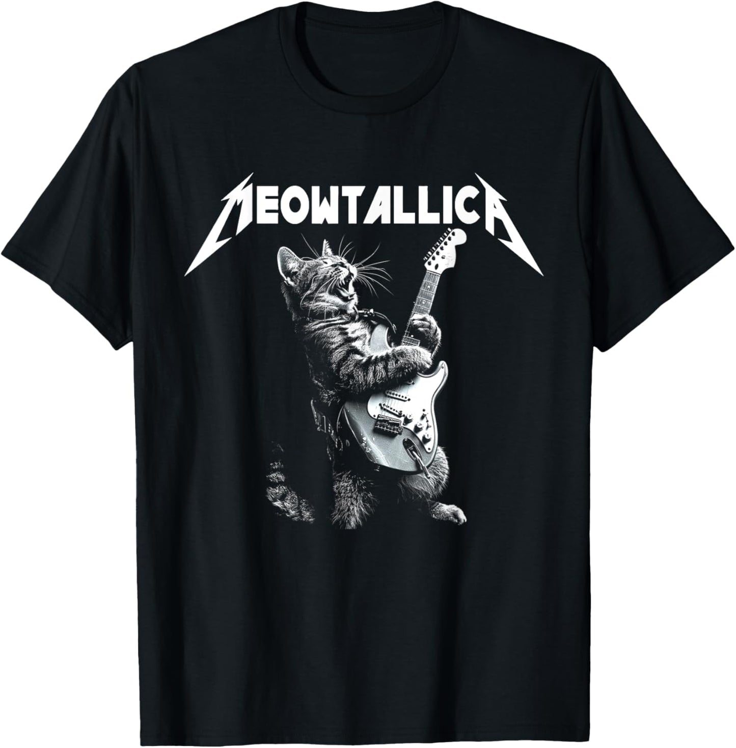 Classic Meowtallica Cute Cats Playing Guitarist Gifts Idea T-Shirt