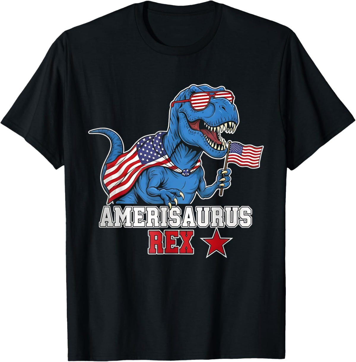 Patriotic Amerisaurus Rex Dinosaur 4th July American Pride T-Shirt