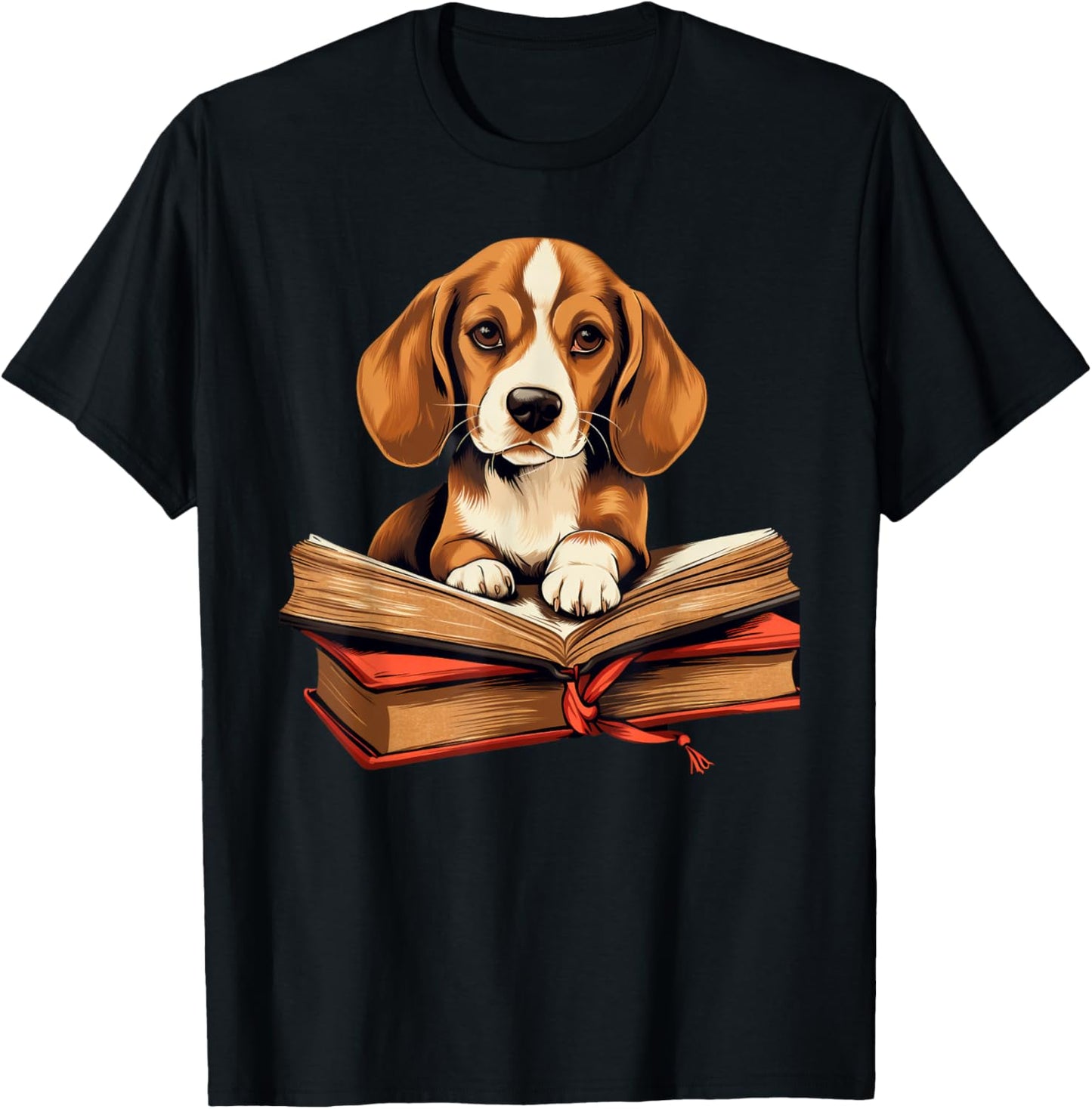 Cute Dog Beagle Reading Book T-Shirt