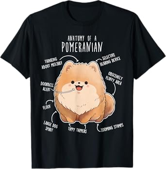 Orange Pomeranian Anatomy, Funny Cute Pet Pom Mom Dog Dad T-Shirt for Men Women Kids